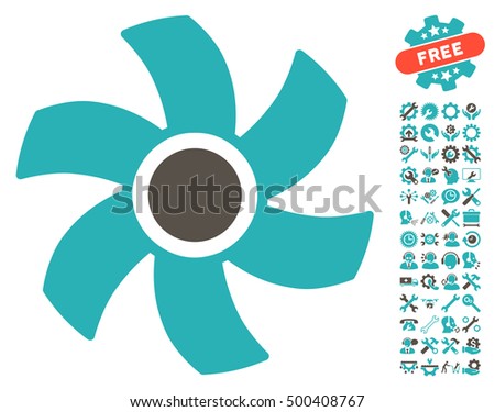 Rotor icon with bonus configuration clip art. Vector illustration style is flat iconic symbols, grey and cyan colors, white background.