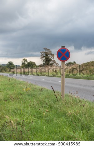 UK Motorway NO Parking Road Sign.