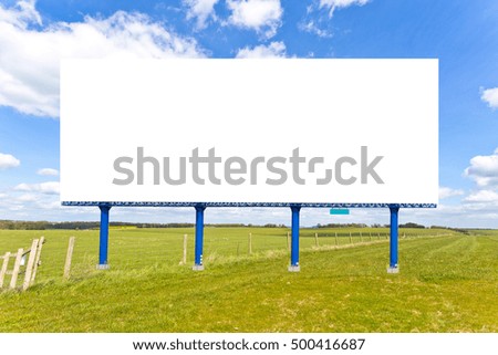 Billboard blank for outdoor advertising poster. Billboard blank on the farm and blue sky background, mock up