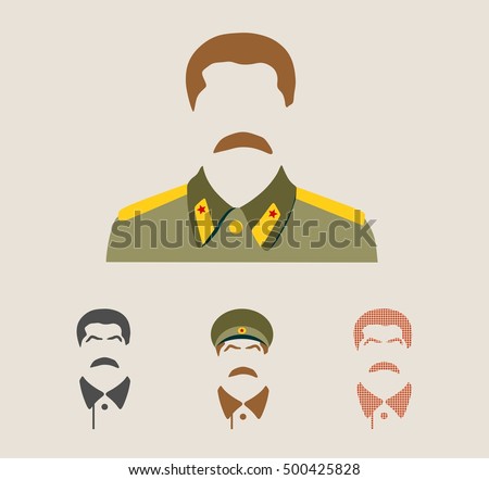 Collection of the vector portraits of Joseph Stalin. Soviet Union leader.