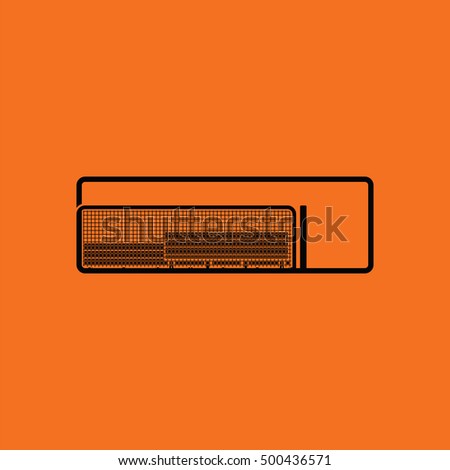 Baseball reserve bench icon. Orange background with black. Vector illustration.