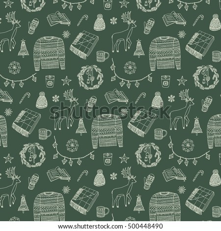 winter christmas home objects pattern