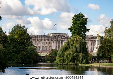 St. James's Park with Buckingham Palace in the background.