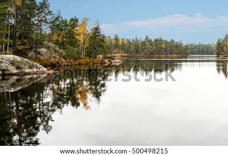 A nice image of a forest lake in Tyresta National Park, Sweden Royalty-Free Stock Photo #500498215