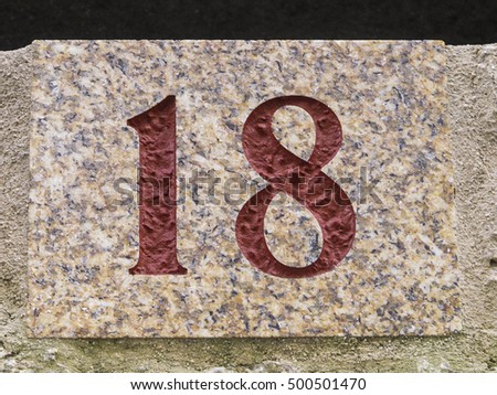 Number 18 wallpaper street red stone sign