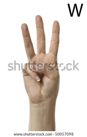Finger Spelling the Alphabet in American Sign Language (ASL). The Letter W