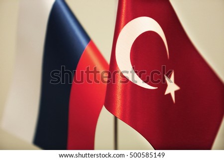 Turkey and Russia flags 