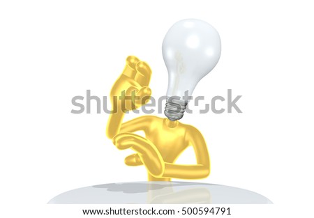 The Original 3D Character Illustration Light Bulb Head