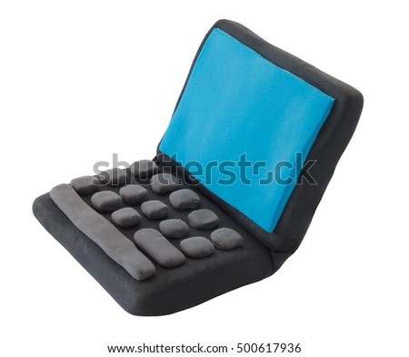 Blue and black Labtop Notebook made from plasticine