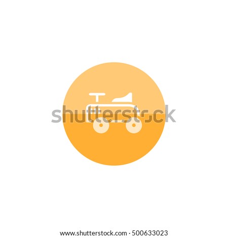 Toy car icon in flat color circle style. Kids children playing driver