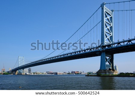 Benjamin Franklin Bridge between Philadelphia, Pennsylvania and Camden, NJ