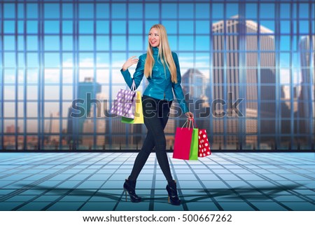 Woman with shopping bags in sale concept