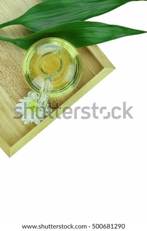 Spa setting, Natural essential aroma oil, Isolated on white background.