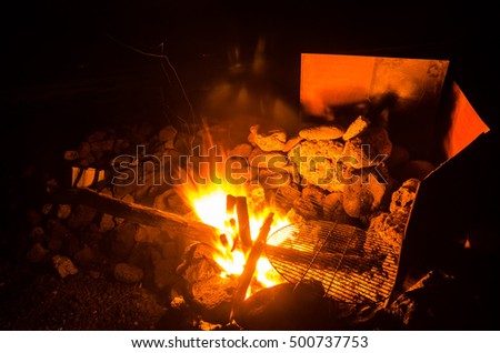 Photo Picture of a Camp fire in the night