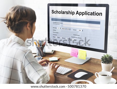 Scholarship Application Document Contract Form Concept Royalty-Free Stock Photo #500781370