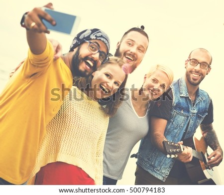Group Of People Taking Pictures Concept