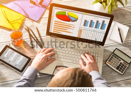 Graph Marketing Digital Analysis Finance Concept -  Stock Image