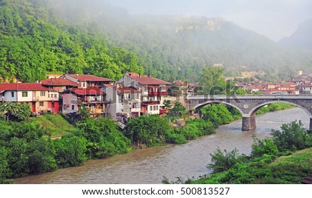 Captivating View of Veliko Tarnovo's Enchanting Old Town Nestled Amidst the Bulgarian Landscape Royalty-Free Stock Photo #500813527