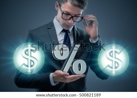 Businessman in high interest rates concept