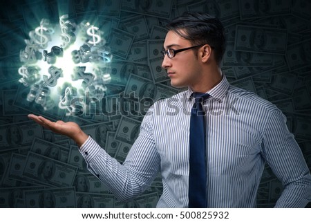 Businessman and dollar in business concept