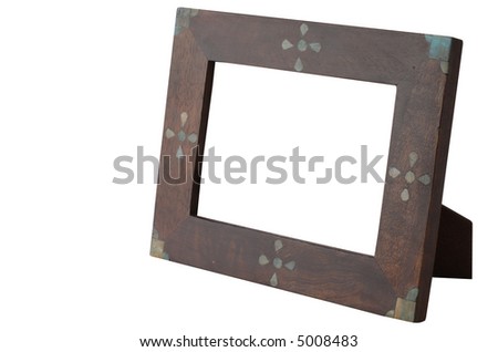 Wooden frame isolated and hollow on white. Includes clipping path.