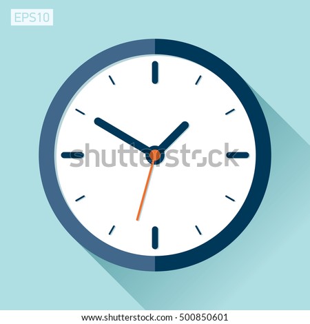 Clock icon in flat style, timer on color background. Vector design element Royalty-Free Stock Photo #500850601