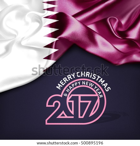 Qatar flag merry Christmas background