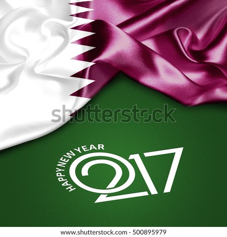 Happy New year 2017 green background abstract Qatar flag