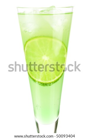 Mint Champagne alcohol cocktail isolated on white background