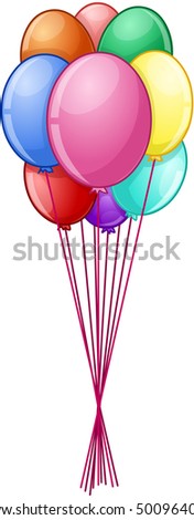 Vector illustration of colorful balloons on strings.