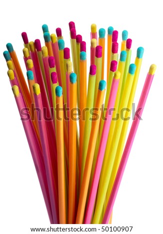 Bunch of colorful matches on a white background
