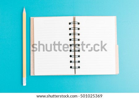 Creative header design mockup set of workspace desk with pencil and notebook with copy space background