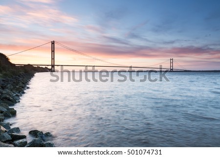 Humber Bridge, Sunrise Royalty-Free Stock Photo #501074731