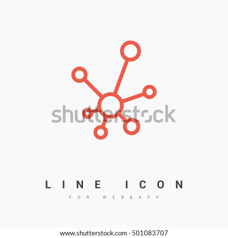 Hub network connection isolated minimal flat line icon Royalty-Free Stock Photo #501083707