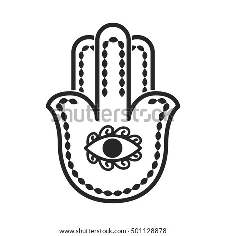 Hamsa icon in black style isolated on white background. Religion symbol stock vector illustration. Royalty-Free Stock Photo #501128878