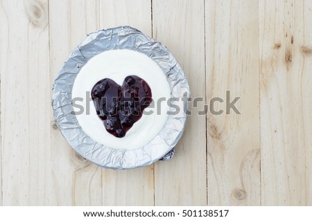 Blue berry cheese pie home made on wooden table backgrounds
