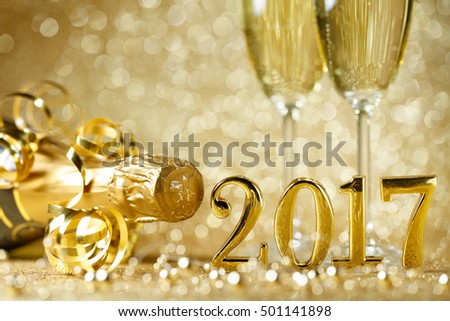 New years eve celebration background with champagne Royalty-Free Stock Photo #501141898