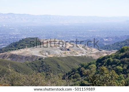 Old deserted quarry in south San Francisco bay, San Jose in the background, California