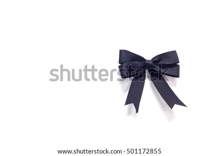 horizontal picture of black bow knot ribbon isolated on white background with spacing on left for advertise or put wording