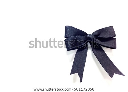 horizontal picture of black bow knot ribbon isolated on white background with spacing on left for advertise or put wording