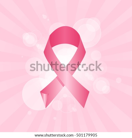Pink Ribbon Breast Cancer Awareness Flat Vector Illustration