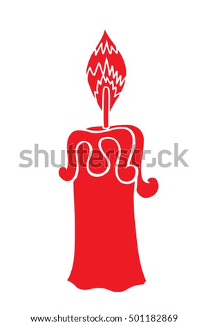 Vector Sketch Red Candle. Process of Candle Burning. vector illustration isolated on a white background