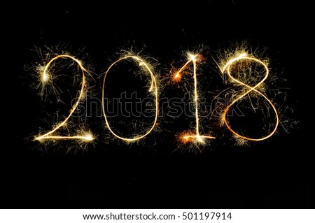 2018 from sparkle on black background 