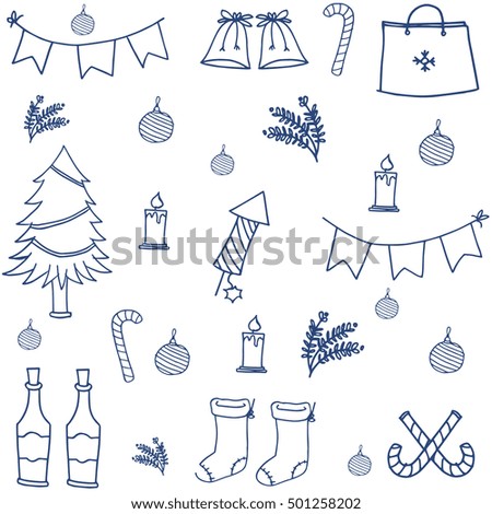 Hand draw object doodle set christmas vector illustration