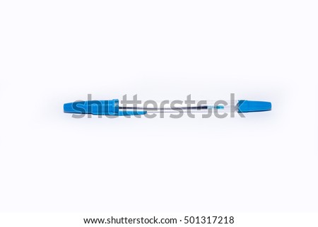 Blue pen isolated on the white background 