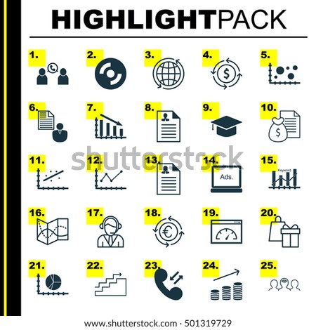Set Of 25 Universal Editable Icons For Airport, Marketing And SEO Topics. Includes Icons Such As Report, Road Map, Digital Media And More.