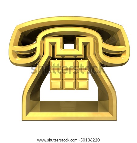 phone symbol in gold - 3D