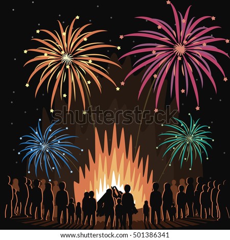 Fireworks Display Flyer Vector Illustration Poster Royalty-Free Stock Photo #501386341