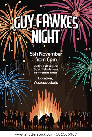 Guy Fawkes Night Flyer Vector Illustration Poster Royalty-Free Stock Photo #501386389