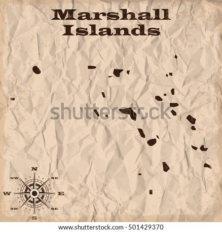 Marshall Islands old map with grunge and crumpled paper. Vector illustration